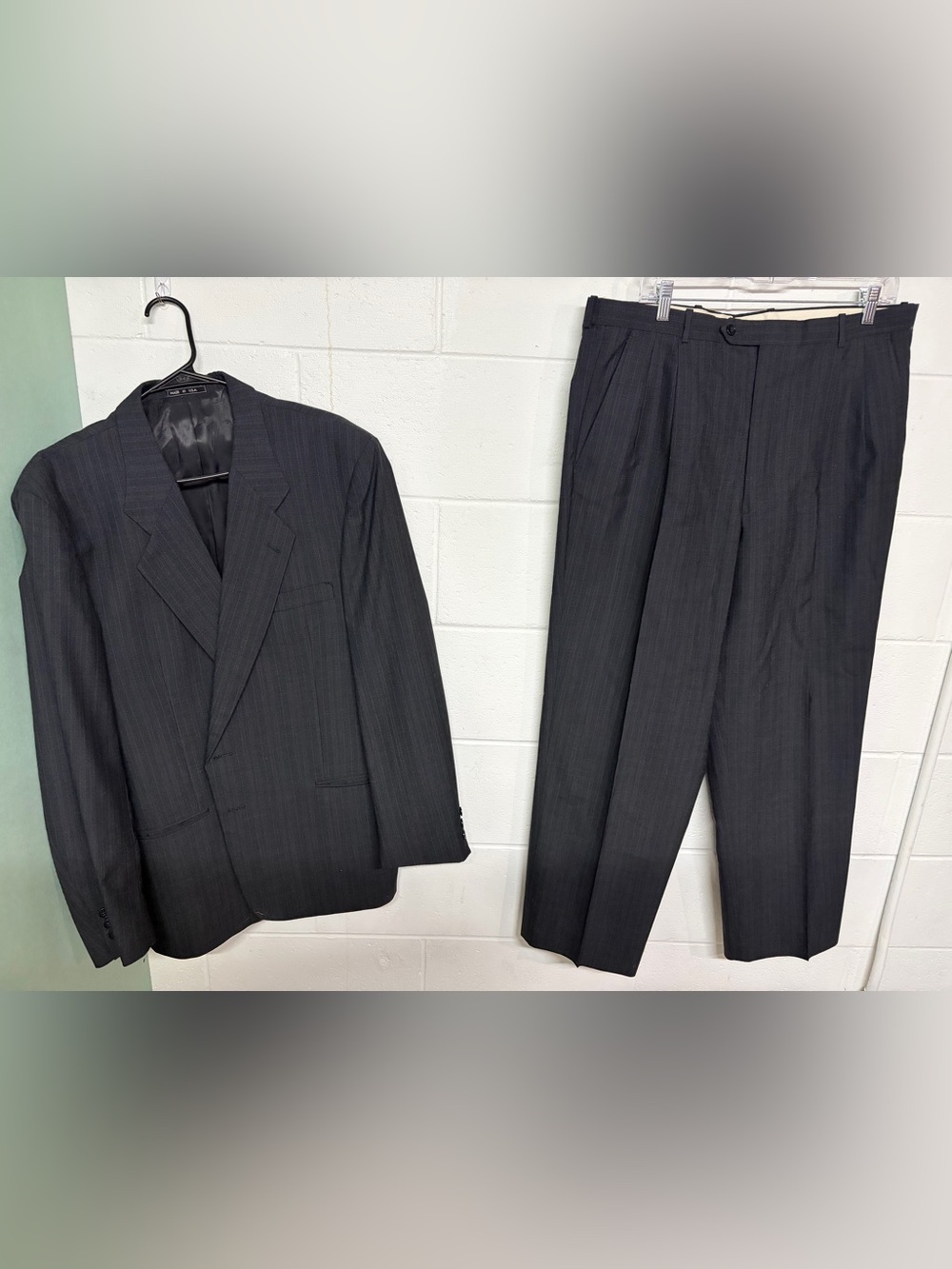 Men's Classic Charcoal Pinstripe Suit — Two-Piece